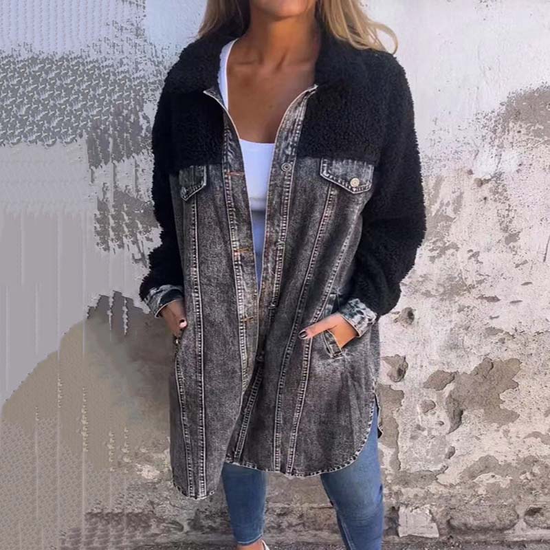 Irina® | Manteau de luxe en denim et peluche pour femme