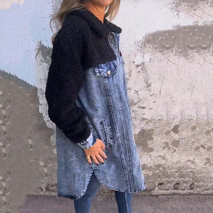 Irina® | Manteau de luxe en denim et peluche pour femme